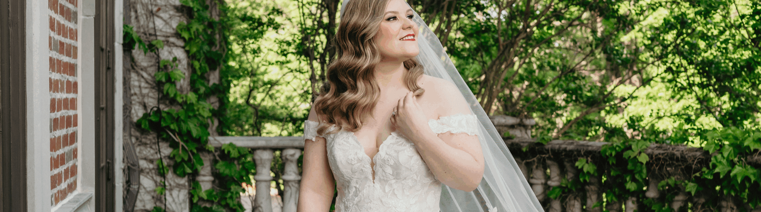 Bride on her wedding day wearing her wedding gown
