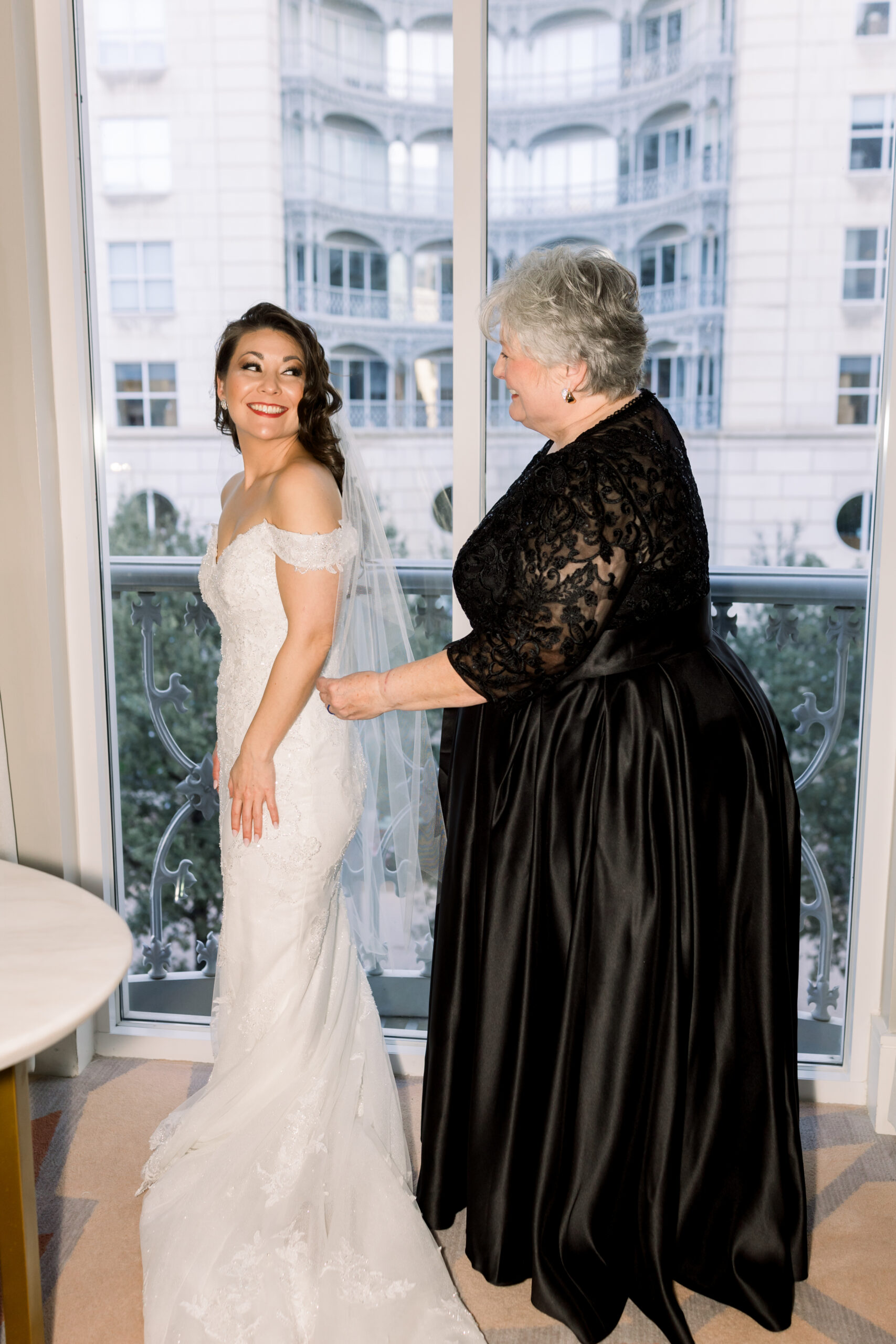 Bride and mother after formalwear alterations by Bustle & Hem in Fort Worth