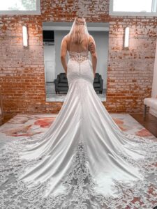 A stunning plus size wedding dress at Bliss Bridal Salon.