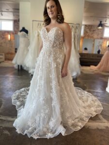 3-D Floral Lace Beaded Aline Ballgown Jimme Huang Bridal