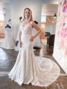Morilee 2401 glitter tulle fit n flare mermaid wedding dress boho lace pattern