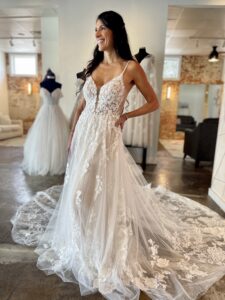 Martina Liana 1137 beaded lace illusion skirt open back wedding dress in fort worth bridal shop