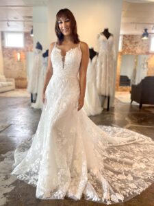 Haley Mai Bridal Seep plunge lace a-line floral wedding dress