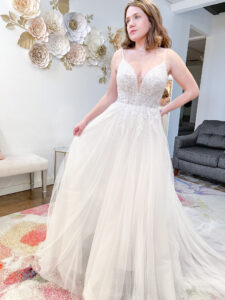 Stella York 7392 beaded top tulle bottom wedding dress