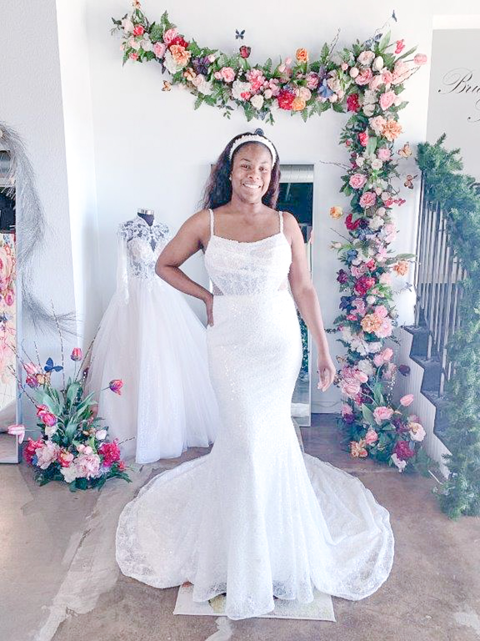 Designer sample wedding dress at Bliss Bridal Salon in Fort Worth