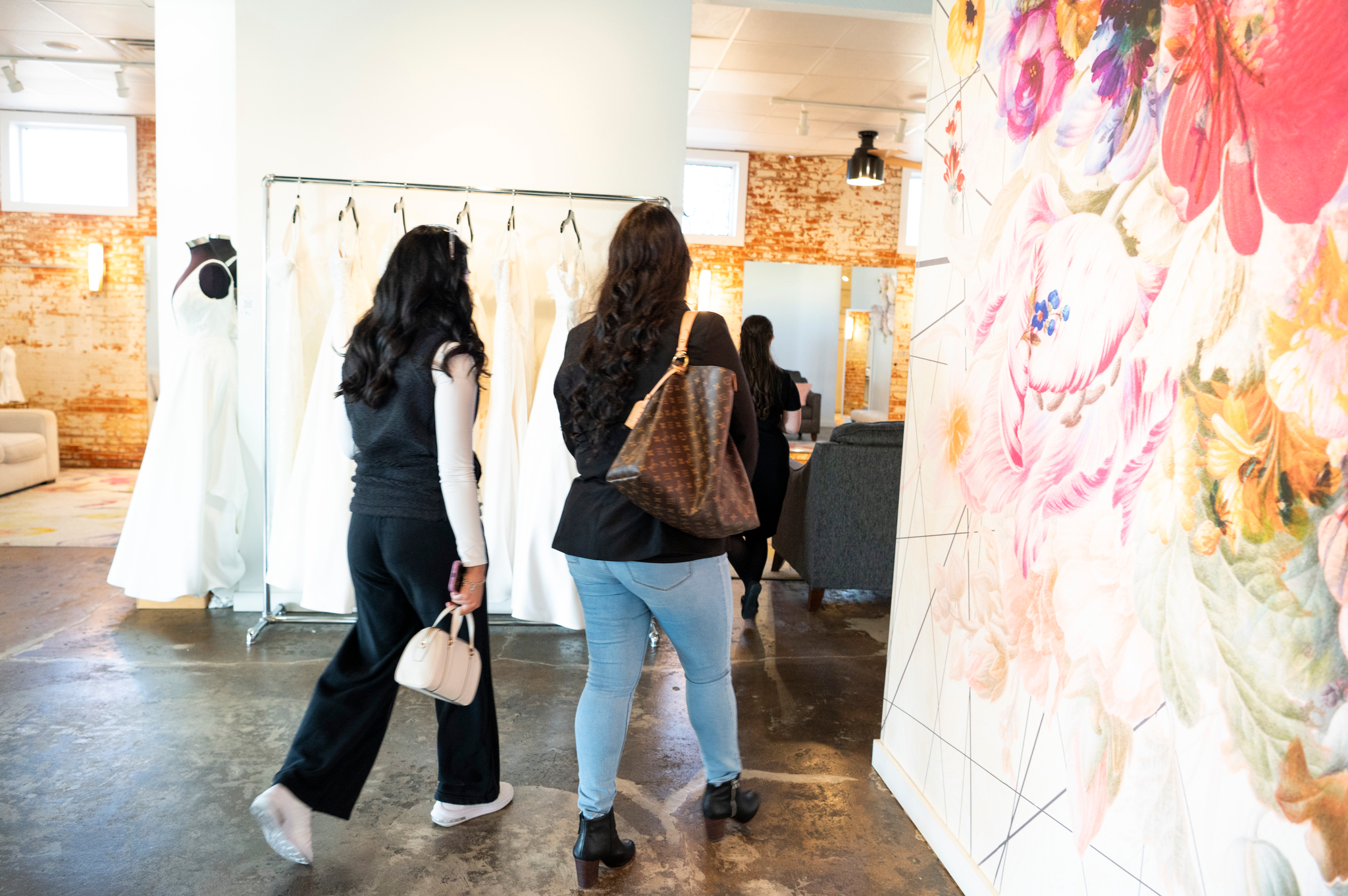 Bride shopping National Bridal Sale Week at Bliss Bridal Salon in Fort Worth